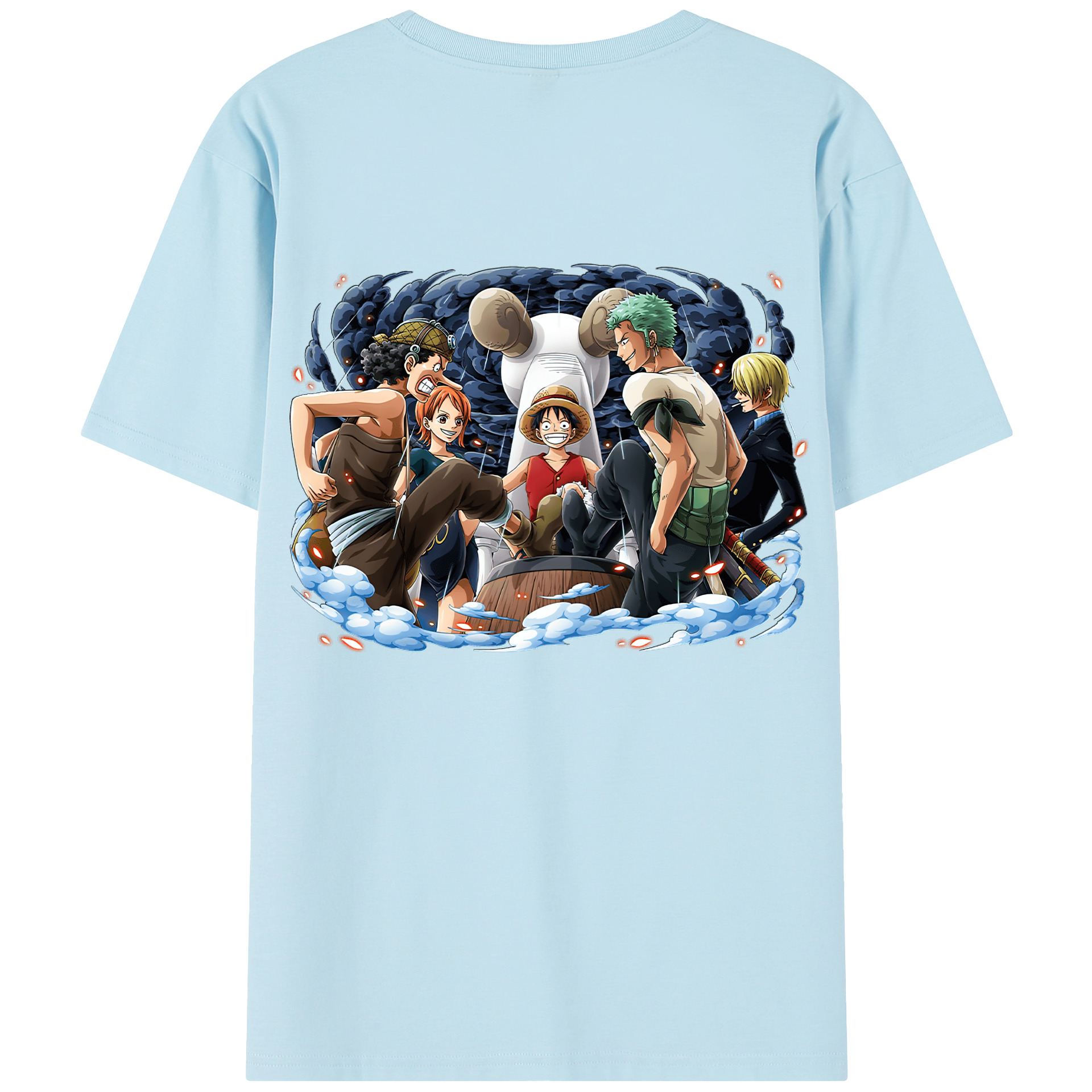 ワンピース モンキー・D・ルフィ ONE PIECE Monkey D. Luffy 綿100％半袖Tシャツ（背面プリント）